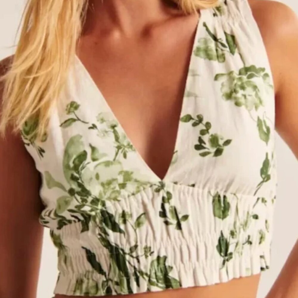 Abercrombie Linen-Blend Ruched Top